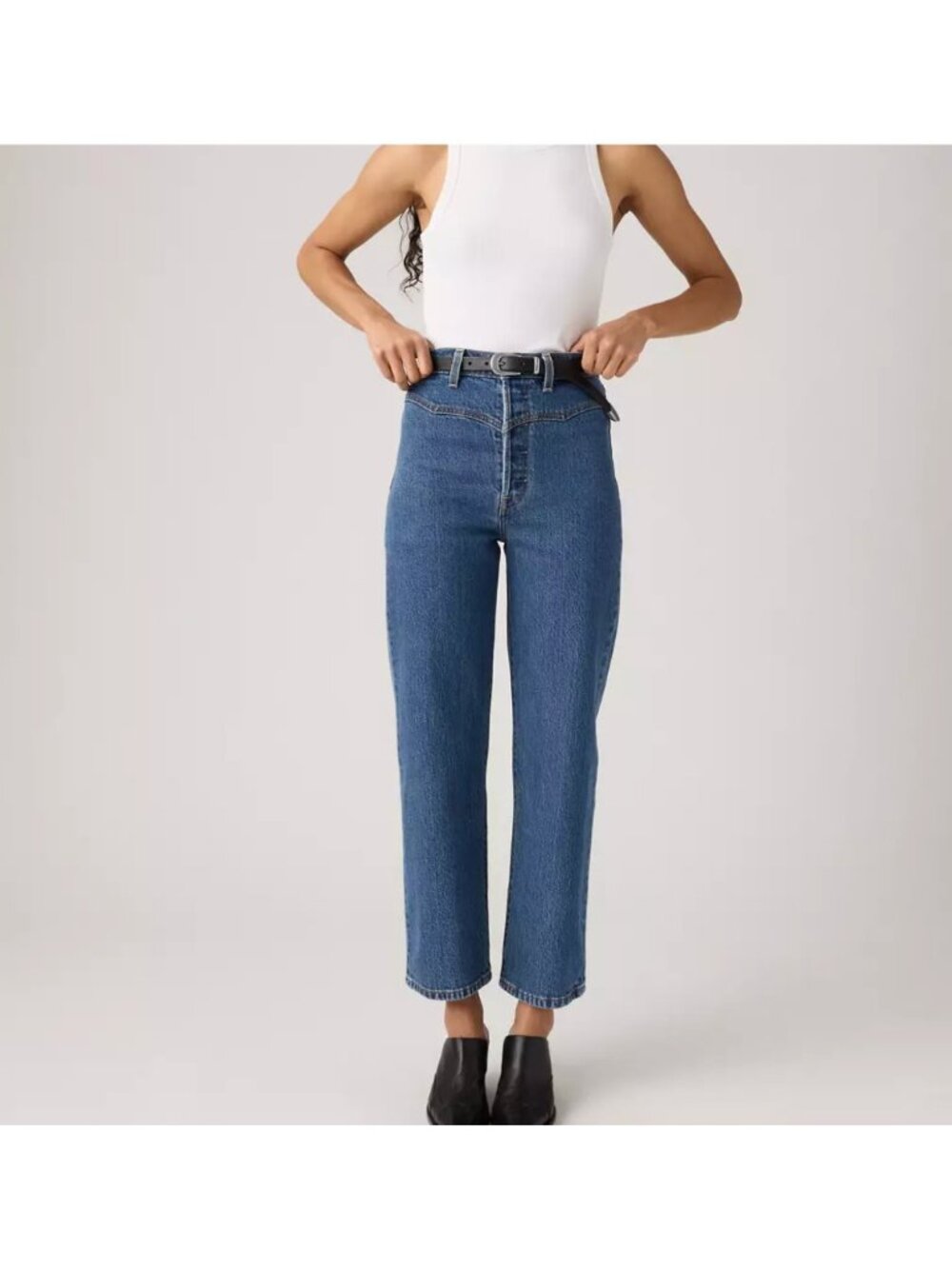 New Levi's Premium 28x27 Ribcage Western Yoke Women's Jeans Valley View Stone